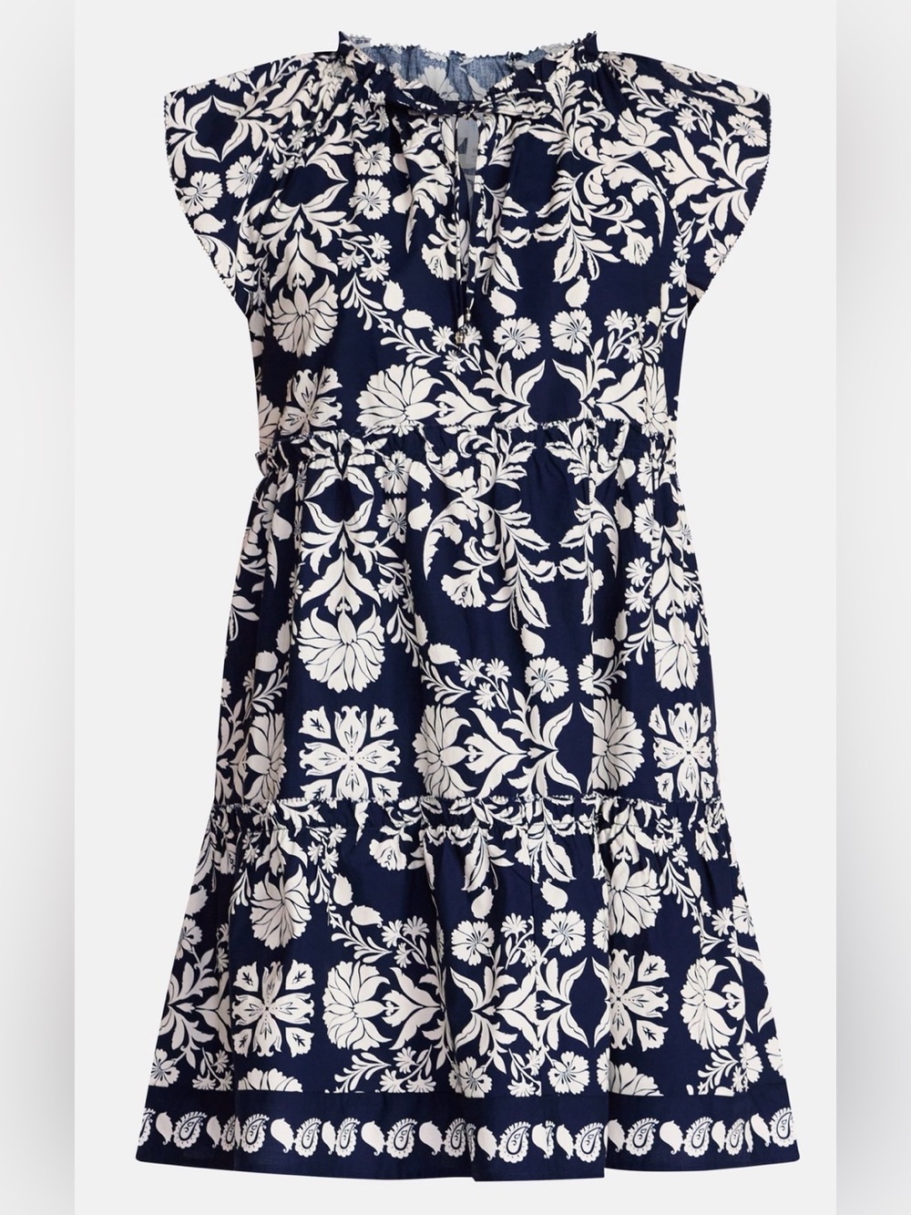 Time and Tru Navy and White Floral Tiered Sundress